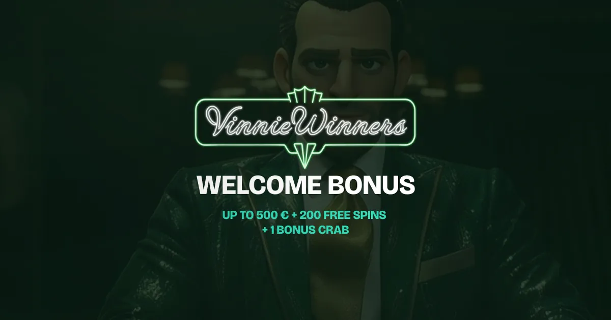 VinnieWinners Casino — 100% jusqu'à 500 € + 200 tours gratuits